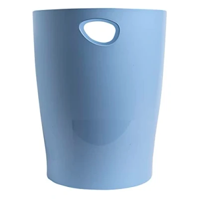 Afbeelding van Exacompta Ref. 45309D Set van 8 prullenbakken, ECOBIN BeeBlue vuilnisbakken met handgrepen Volume 15 liter Afmetingen 26,3 x 33,5 cm Voor kantoor of thuis Lichtblauwe kleur