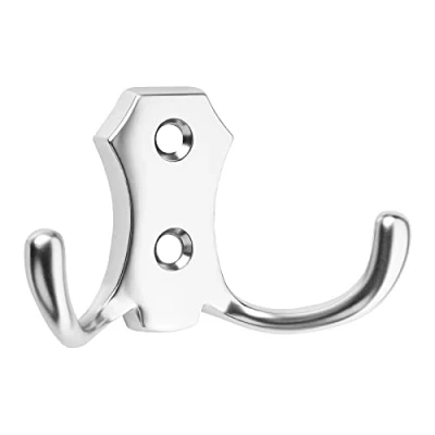Afbeelding van SO TECH® Garderobehaak LENA 2 haken kort/chroom mat Jashaak Kledinghaak