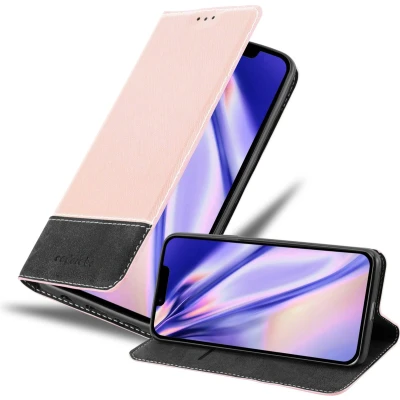 Afbeelding van Cadorabo Hoesje geschikt voor Apple iPhone 14 in ROSE GOUD ZWART Beschermhoes met magnetische sluiting, standfunctie en kaartvakje Book Case Cover Etui