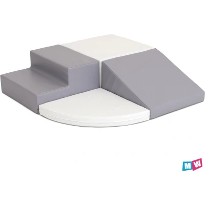 Afbeelding van Soft Play foam speelset Crawler grijs/wit schuimblokken set blokken met glijbaan