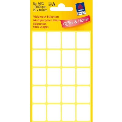 Afbeelding van Etiket Avery Zweckform 3043 22x18mm wit 120 stuks Pak a 6 vel 10