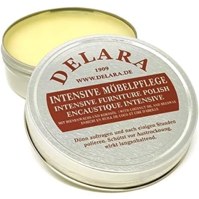 Afbeelding van DELARA Intensieve meubelverzorging, zeer hoogwaardige meubelwas met bijenwas en kokosolie Made in Germany (kleurloos, 150 ml)