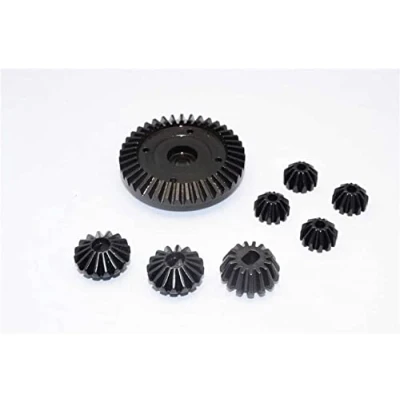Afbeelding van Tamiya TT 02 &amp; 02B Upgrade Onderdelen Steel Ring Gear Bevel 8Pcs Set Black