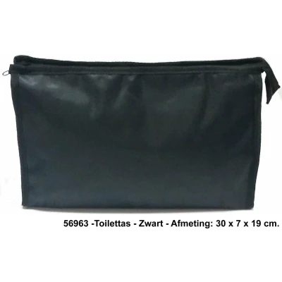 Afbeelding van Rojafit Luxe Toilettas Glanzend Zwart Groot afmeting 30 x 7 19 cm.