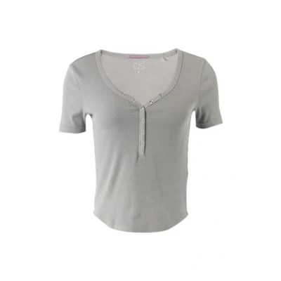 Afbeelding van QS SLIM FIT Tshirt basic, Dames, Maat: Large, Grau