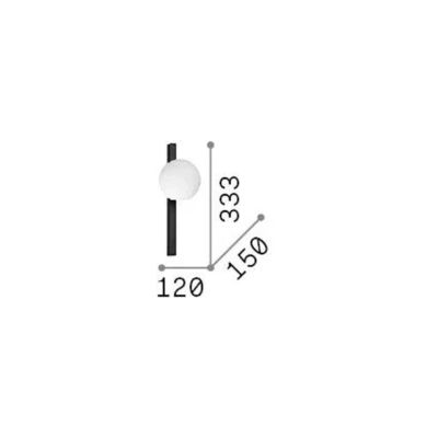 Afbeelding van Ideallux Wandlamp Ideal Lux Binomio zwart, 1 lamp, metaal, glas