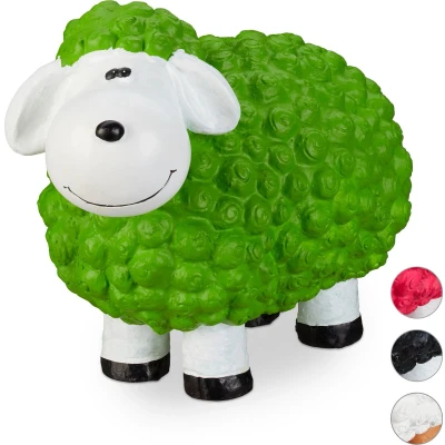 Afbeelding van Relaxdays tuinbeeld schaap tuindecoratie balkon decoratie dierenbeeld terras groen
