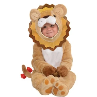 Afbeelding van Amscan Babykostuum kleine leeuw, koning van de dieren, carnaval, themafeest, beige, 6 12 maanden