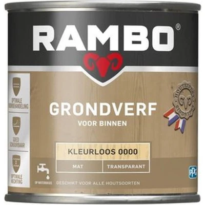 Afbeelding van Rambo Grondverf Binnen Transparant Mat Kleurloos 0000 0,75 liter