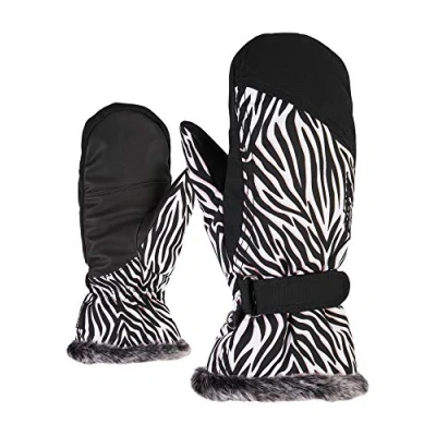Afbeelding van Ziener KEM MITTEN lady glove ski handschoenen/wintersport, zwart (wild zebra print), 7