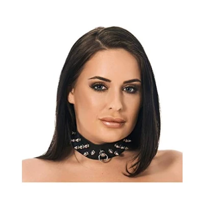 Afbeelding van Rimba Bondage Play Collar met studs 4 cm breed S/M