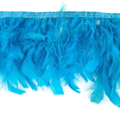 Afbeelding van Sowder Kalkoenveren Trim Fringe voor Feest Trouwjurk Naaien Ambachten Kostuums Decoratie Pack van 2 Yards (Turquoise)