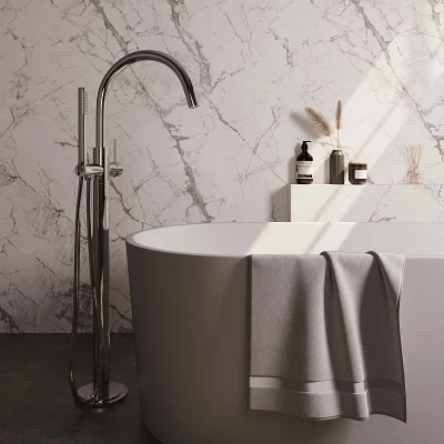 Afbeelding van Brauer Chrome Edition Staande Badkraan handdouche staaf 1 stand 2 gladde knoppen PVD chroom