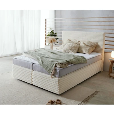 Afbeelding van DELIFE Boxspringbed Dream Well pluche corduroy beige 140x200 cm Bonell matras PU topper