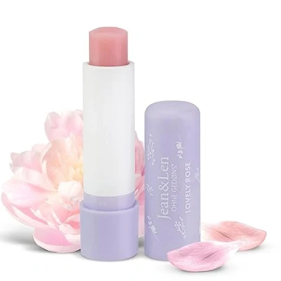 Afbeelding van Jean &amp; Len Intensief verzorgende lippenbalsem, voor soepel zachte lippen, beschermt de lippen tegen uitdrogen, met rozenbloesemwas en biologische arganolie, lippenverzorging, zonder minerale olie