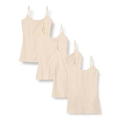 Afbeelding van Amazon Essentials Women&#039;s Hemd met slanke pasvorm, Pack of 4, Beige, M