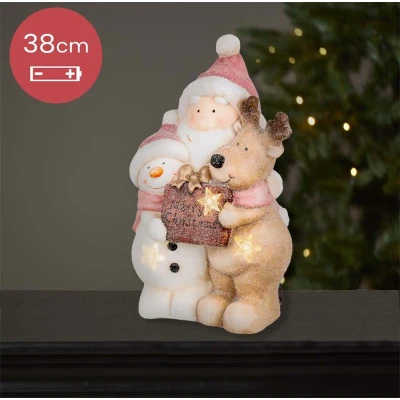 Afbeelding van Unieke Kerstman, sneeuwpop en hert met LED verlichting 38 cm Batterij
