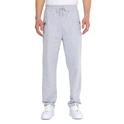 Afbeelding van COMEOR joggingbroek voor heren, katoenen trainingsbroek, sportbroek, mannen, jogger, vrijetijdsbroek met zakken ritssluiting, grijs, M