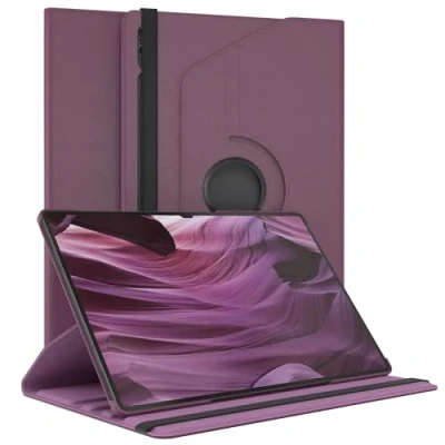 Afbeelding van EAZY case Tablethoes voor Samsung Galaxy Tab S9 Ultra Beschermhoes 14,6 inch Cover Roteerbare hoes Tri fold Flip 360 draaibaar met standaardfunctie Hoesje Kunstleer paars