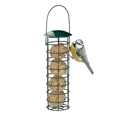 Afbeelding van relaxdays mezenbolhouder vogelvoerhouder vetbolhouder vogelvoedersilo groen