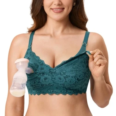 Afbeelding van MOMANDA Vrouwen Pomp Borstvoeding BH Zonder Riemen Linten Zwangerschap Zacht Comfortabel Sparren Groen 80D