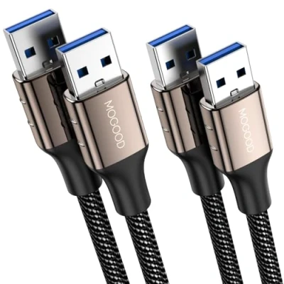 Afbeelding van MOGOOD USB Mannelijk naar Kabel 1M+1M Uitbreidingen, 3.0 voor Gegevensoverdracht Compatibel met Harde Schijf,Laptop,Monitor, Camera, en Meer