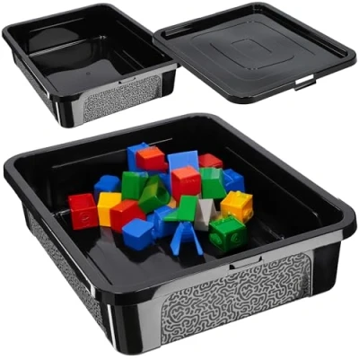 Afbeelding van KADAX Rechthoekige opbergdoos met deksel, opbergdoos, stapelcontainer, plastic doos, kunststof ruimtebesparende opbergkist (10 l, zwart)
