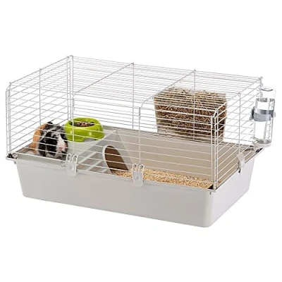 Afbeelding van Ferplast 57054070 Cavie 80, cavia kooi, veiligheidsslot, inclusief accessoires, tralie gemaakt van gelakt metaal en kunststof onderbak, M