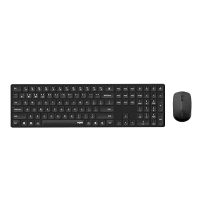 Afbeelding van Rapoo draadloze muis + toetsenbordset (computermuis, muis, toetsenbord, bluetooth, 1300 dpi, USB ontvanger) zwart
