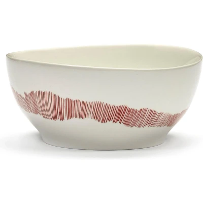Afbeelding van Serax FEAST Swirl Stripes S kom 16 cm Gebroken wit