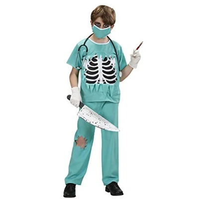 Afbeelding van Widmann Dokter &amp; Tandarts Kostuum Snijgraag Chirurg Halloween Jongen Groen Maat 158 Verkleedkleding