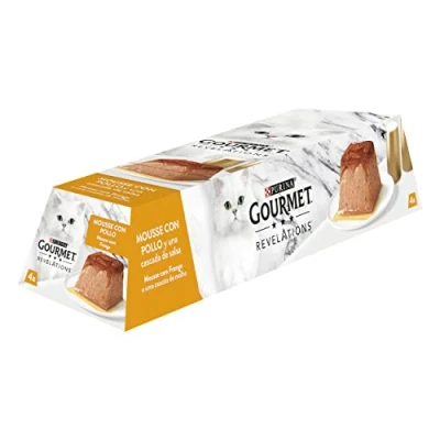 Afbeelding van Gourmet Purina Revelations Mousse met saus, natvoer voor katten, kip, 6 verpakkingen 4 piramides, 57 g 24 stuks