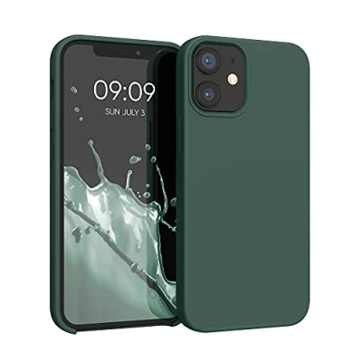 Afbeelding van kwmobile telefoonhoesje geschikt voor Apple iPhone 12 mini Hoesje met siliconen coating Smartphone case in mosgroen
