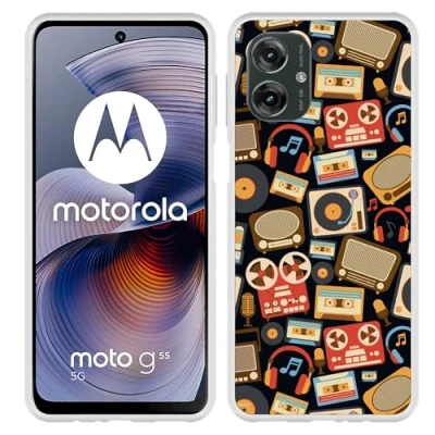 Afbeelding van Cazy Hoesje geschikt voor Motorola Moto G55 Siliconen Retro Patroon