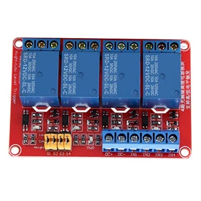 Afbeelding van 12V relaismodule 4 kanaals optocoupler relaismodulekaart Hoge en lage trigger