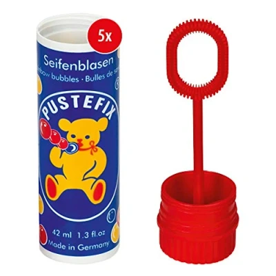 Afbeelding van PUSTEFIX Zeepbellenblaasset, 5 x klassiek, 42 ml, kleurrijke regenboogbubbels, Made in Germany, zeepbellen voor bruiloft, kinderverjaardag, burgerlijke stand, vrijgezellenavond,