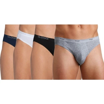 Afbeelding van Set van 3x stuks sloggi basic mini heren ondergoed slip 96% katoen/4% elasthan, maat: L wit