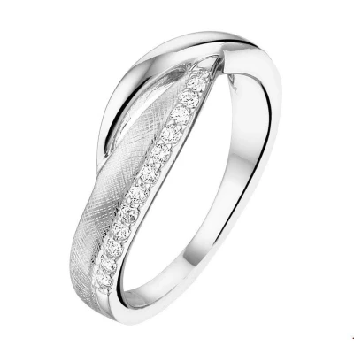 Afbeelding van Zilver Gerhodineerde Ring gescratcht zirkonia 1324699 19.00 mm (60)