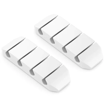 Afbeelding van deleyCON 2 Stuks Kabelhouders Zelfklevende Kabelgeleider Kabelbevestigingsorganizer Kabelclips Kabelbevestiging Kabelmanagement Kabelklemmen Voor 4 Kabels Kantoor Bureau Auto Hobbyruimte Wit
