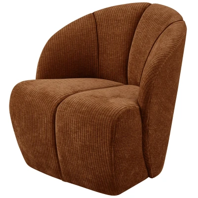Afbeelding van Woood Mojo Draaifauteuil Geweven Ribstof Roest Bruin