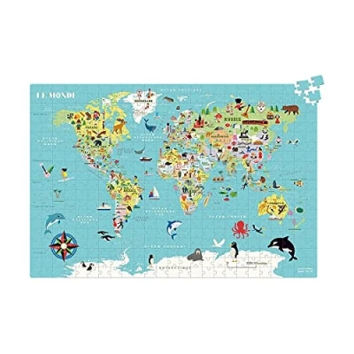 Afbeelding van Vilac Wereldkaart puzzel, 500 stuks, Ingela P.A vanaf 8 jaar, 7619, meerkleurig
