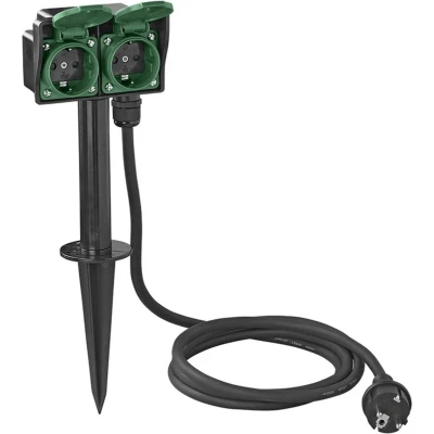 Afbeelding van Pro Plus Dubbele Schuko Tuincontactdoos 2 Voudig meter 3 x 2.5 mm2