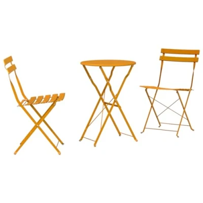 Afbeelding van 3 delige Vouw Bistro Set Mosterdgeel Staal