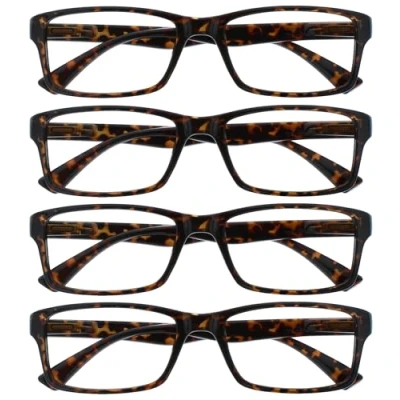 Afbeelding van De Lezen Bril Bedrijf Bruin Tortoiseshell Lezers Waarde 4 Pack Mens Womens UVR4092BR +1.00