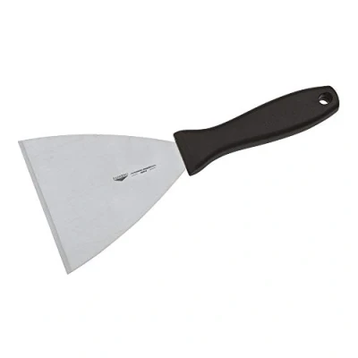 Afbeelding van Paderno 18520 12 Professionele driehoekige spatel, pastamperschraper met handvat, lemmet van roestvrij staal, handvat polypropyleen, cm x cm, zilver