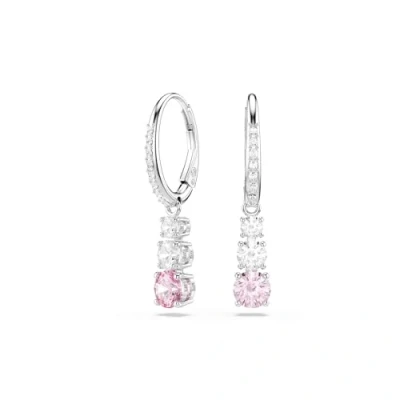 Afbeelding van Swarovski Attract Trilogy Oorhangers, Ronde slijpvorm, Roze, Rodium toplaag