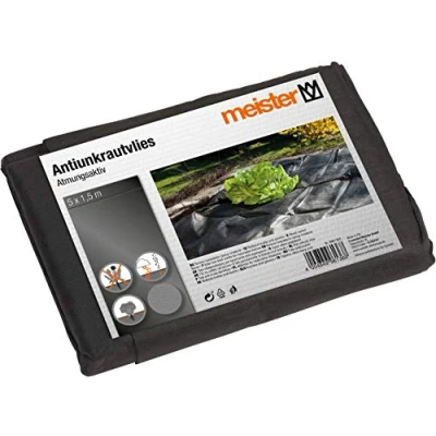 Afbeelding van Meister Onkruiddoek 5 x 1,5 m 30 g/m² PP zwart voorkomt onkruidgroei slaat bodemwarmte en vocht op ondersteunt het rijpingsproces/mulchvlies/onkruidbestrijding / 9961360