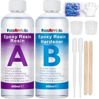 Afbeelding van Epoxyhars 800ml/850g kristalheldere voor gieten en coating Easy Mix 1:1 verhouding transparant 2 deel hars tafelbladen, tuimelaar, sieraden maken, ambachtelijke decoratie schilderen