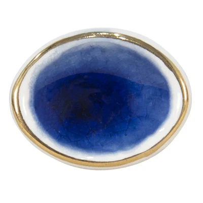 Afbeelding van Clayre &amp; Eef Deurknop 4 cm Blauw Wit Keramiek Meubelknop