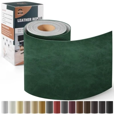 Afbeelding van Leder reparatie kit, 10 x 160 cm OAZ kunstleer zelfklevend, kit lederen patch zelfklevende patches voor autostoelen meubels sofa tassen,Neu Grün